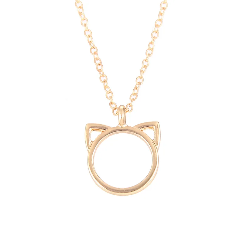 Модное ювелирное изделие, короткое ожерелье с подвеской в виде кошачьих ушей из сплава, подарок для женщин - Окраска металла: GOLD NO CARD
