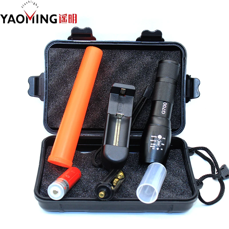 

Police Flashlight CREE XM-L T6 Linterna Led Torch Lamp Tactical Traffic Police Equipment Outdoor Lighting+18650 battery+gift box
