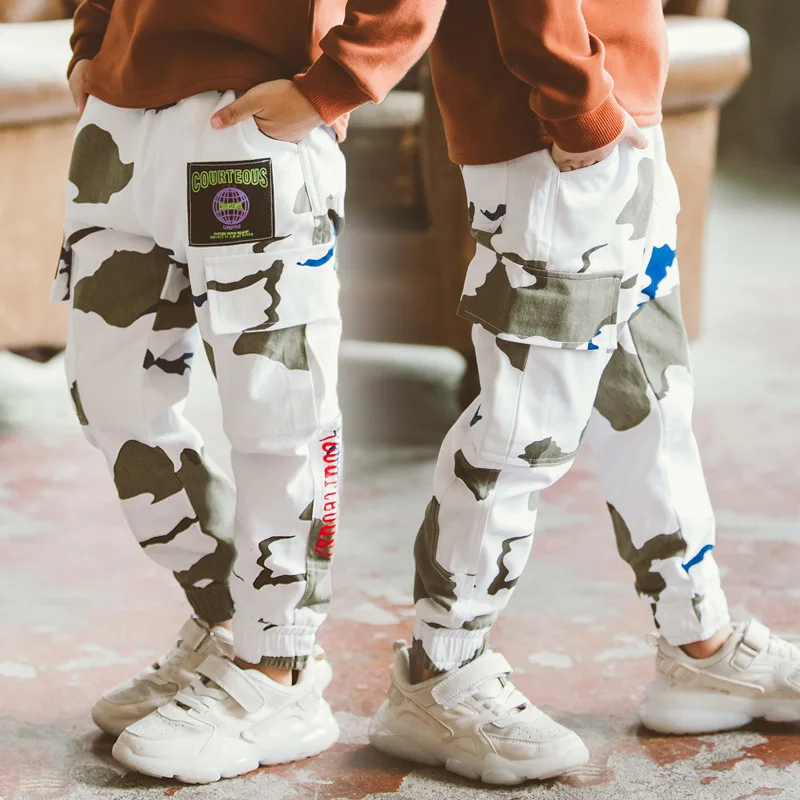

New Arrival Children Boys Pants Casual Spring Fall Kids Drawstring Camouflage Trousers Sports Pants for Big Boy Teen Clothes