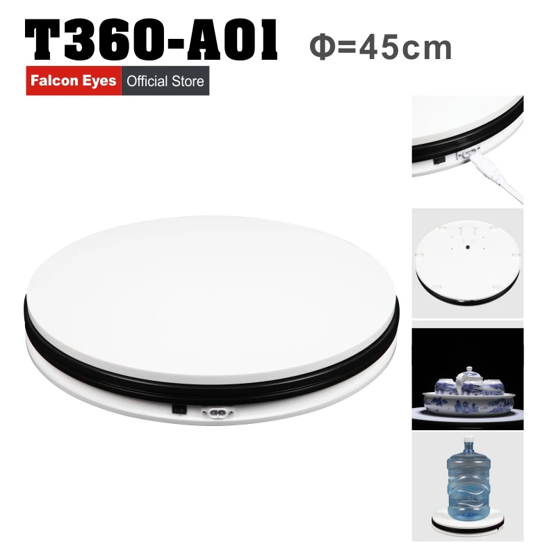 

Falcon Eye 45cm 360 Degree Electric Rotating Turntable for Photography Max Load 40kg with Led Light