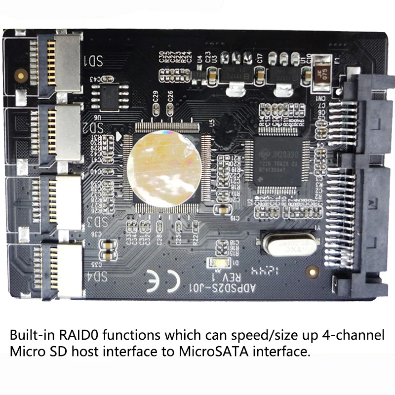 Цена по прейскуранту завода 4 порта Micro SD на SATA адаптер SATA 2," HDD с RAID Quad SD TF на SATA 22pin конвертер