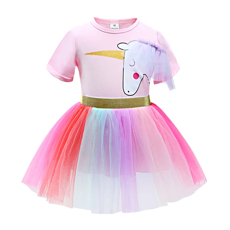 

Girls Summer Clothing Set Cartoon Cotton Girl T-shirt + Colourful Tutu Skirt 2pcs For Halloween Birthday Party Children Clothing
