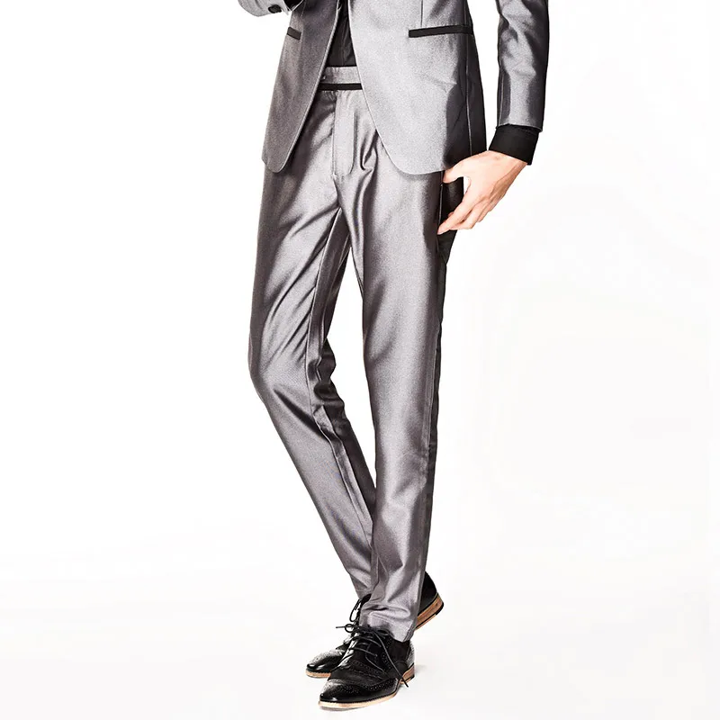 Свадебные Жених формальный костюм брюки Для мужчин осень серый супер тонкий молодой человек ретро осень-зима длинные брюки Бизнес плюс Размеры брюки