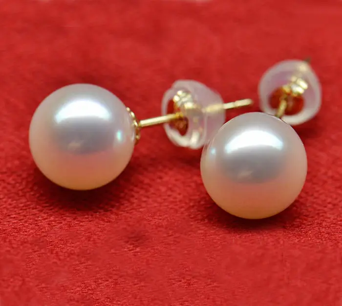 

Free shipping hot sale Women Bridal Wedding Jewelry >>Genuine top AAA 9-10mm white round cultured pearl earrings