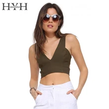 HYH HAOYIHUI Sexy Cut Out Basic безрукавки для женщин с v-образным вырезом спинки Тонкий укороченный топ дамы повседневное улица Короткая женская ночная кофта Топ женский