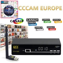 1 Año CCCAM Europa V8 súper Decodificador mejor que openbox DVB-S2 Receptor de Satélite cccam Apoyado powervu Completo bisskey IPTV