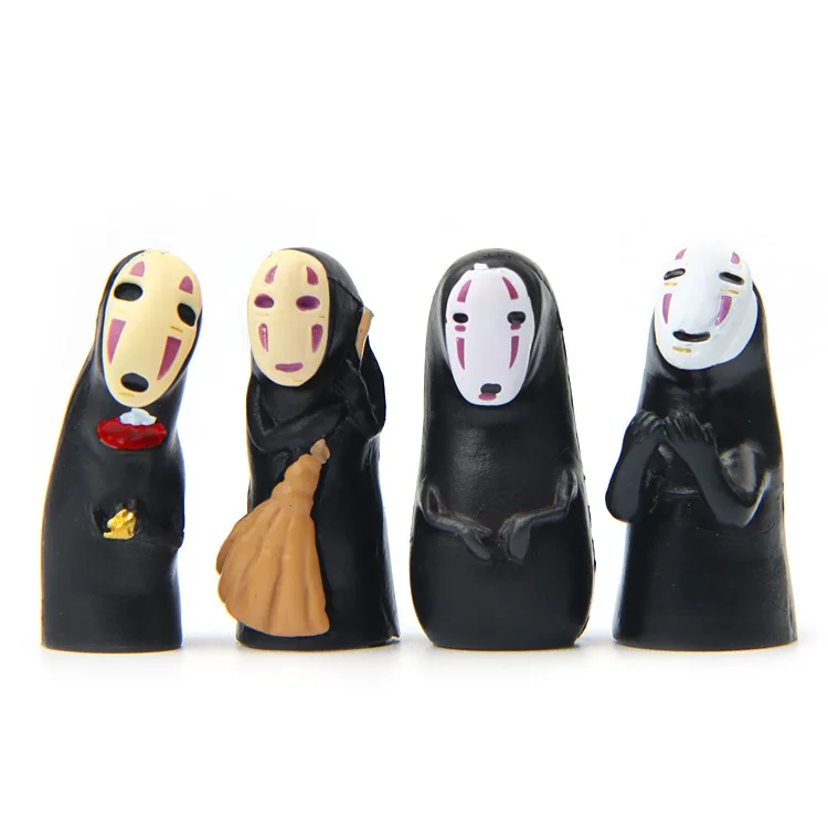 4 pcs/set Kawaii Spirited Away No Face Man PVC Action Figure Model Toy Cute Anime No Face Man Character Collection
