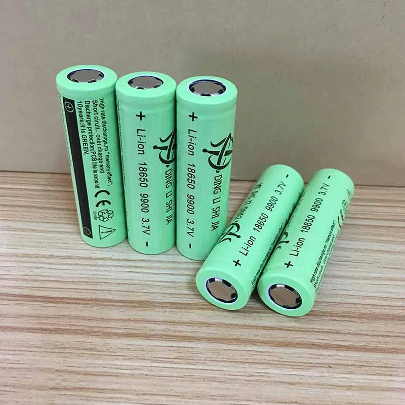 DINGLISHIJIA 6 pcsPT 18650 Li Ion Перезаряжаемые Батарея 3 7 V 9900 mAh плоской головкой фары рыбалка