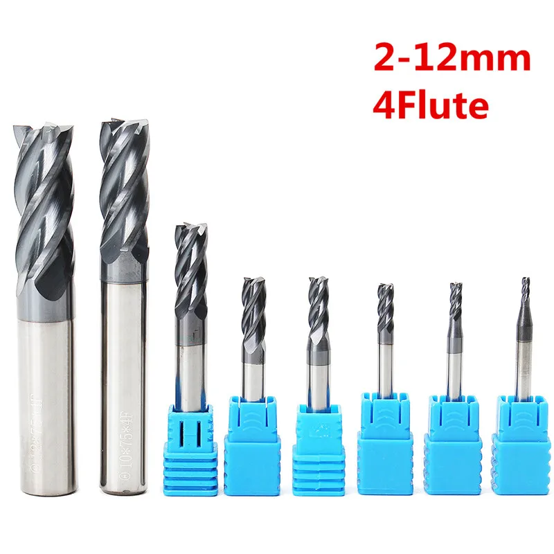

NEW 8pcs 4 Flutes Milling Cutter Carbide End Mill Set Steel Milling Cutter Tool CNC 2-12mm CNC End Mill Drill Bit Machine Tools