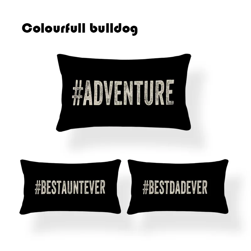 

Personalized Letter Rectangular Pillow Cover Custom Language Black Decorative Home Bed Sofa Waist Cushion Cover 18*18 Polyester