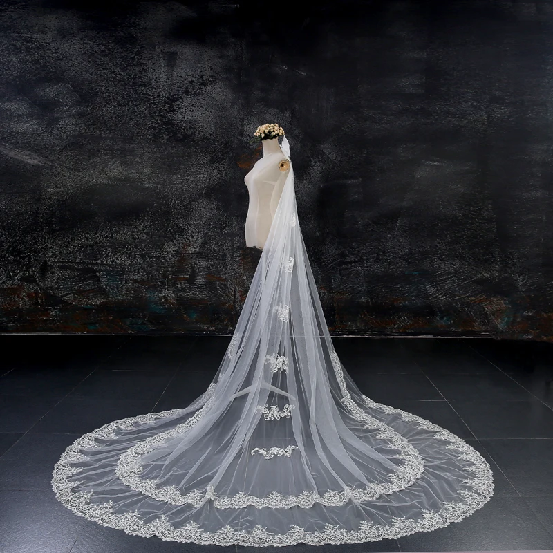 Champagne Wedding Veils Ivory White Long Bridal Veil Custom Mantilla