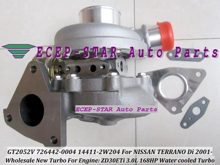 GT2052V 726442 5004S 14411 2W204 Фотогалерея воды для NISSAN Pathfinder Mistral TERRANO 2001 ZD30ETi 3.0L 168HP|turbocharger