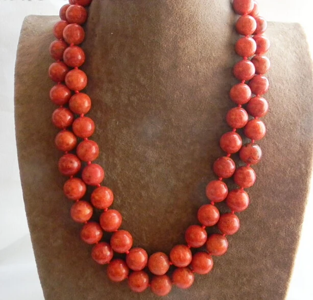 

HOT SELL - 3194 2strands 21'' Round Red Coral Necklace -Top quality free shipping