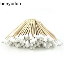 200 шт. двойной головы ватным тампоном Для женщин Макияж ватные совет для медицинского деревянные палочки нос, уши очистки очаг уход за инструмент