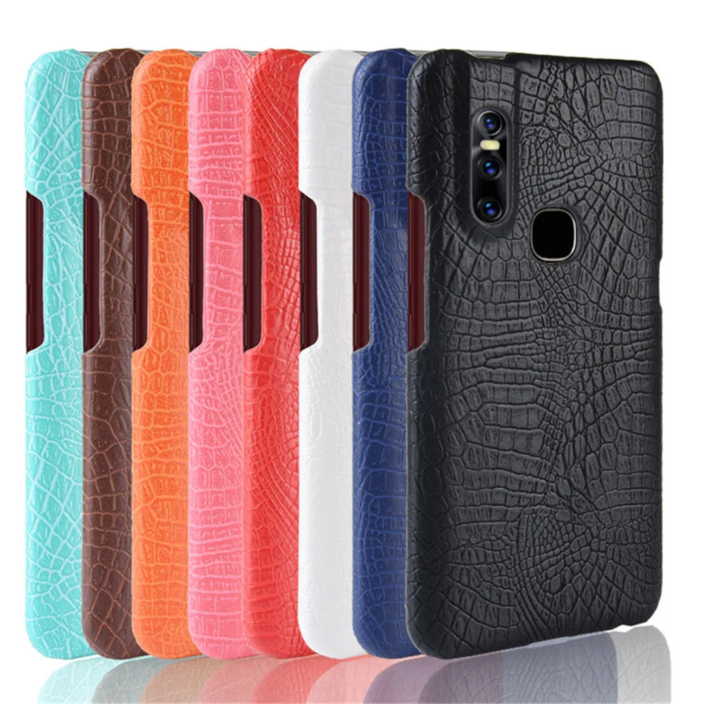 For Vivo V15 Pro X27 Y93 V11 11i Y83 Y97 X23 Y85 Y81 IQOO Case Luxury Crocodile Skin PU Leather Shockproof Case Hard Back Cover