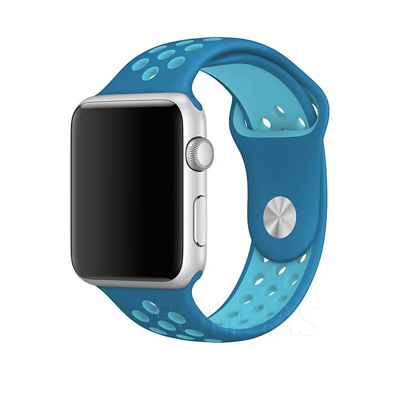 FOHUAS бренд Кремния спортивный ремешок красочный наручный ремешок для Apple Watch, 38, 42 мм черный/Вольт браслет Watch Series 2 и 1 наручных часов iwatch, ремешок для часов - Цвет ремешка: BlueOrbit BammaBlue