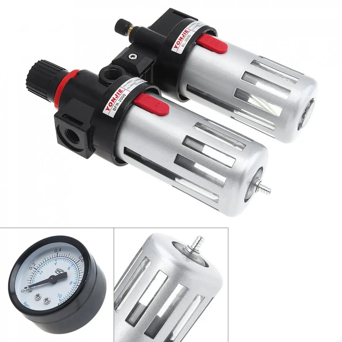BFC4000 High precision Air Compressor 0-1.0mpa Adjustable Two Union Oil Water Separator Regulator PT1/4(mm) Caliber with Gauge |