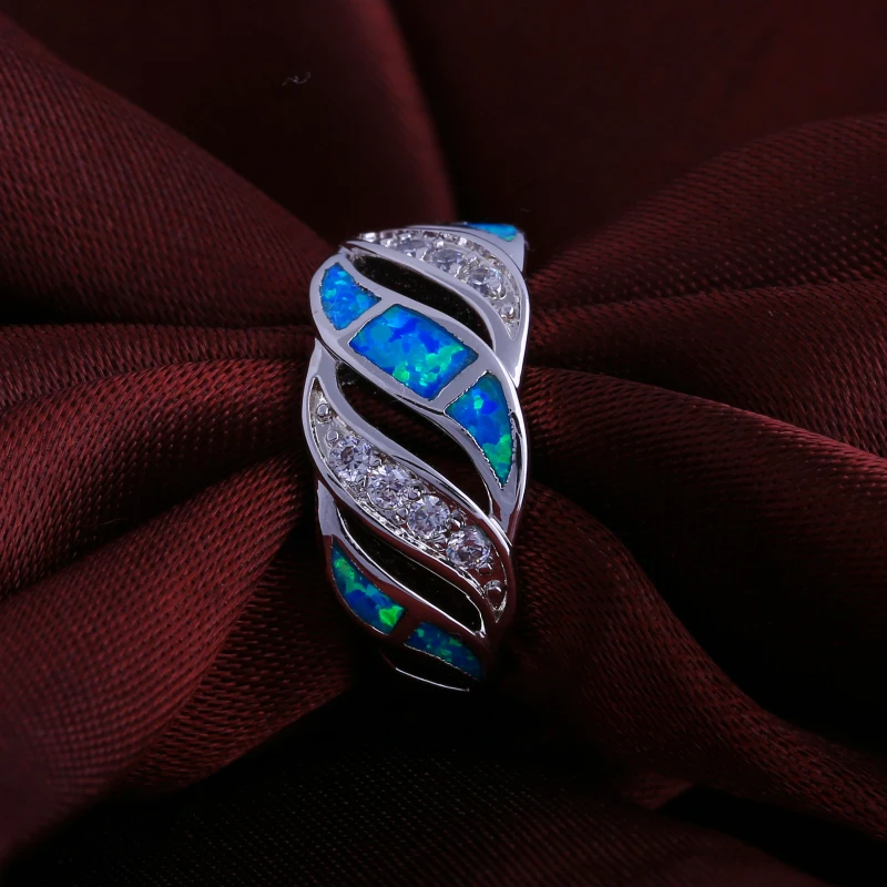 Обручальное кольцо, 925 пробы, серебряные кольца для женщин, голубой опал, ювелирное серебряное кольцо для женщин, размер 6, 7, 8, 9, 10, R599