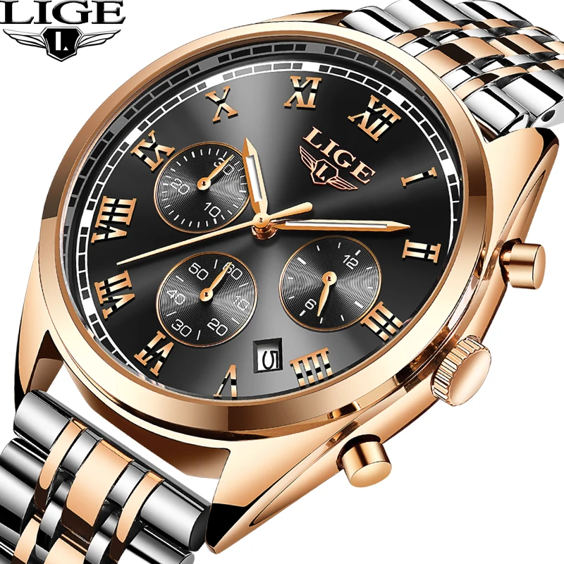 LIGE Mode Herren Uhren Top Brand Luxus Quarzuhr Männer Casual Voller Stahl Datum Wasserdichte Sport Uhr Relogio Masculino + box-in Quarz-Uhren aus Uhren bei