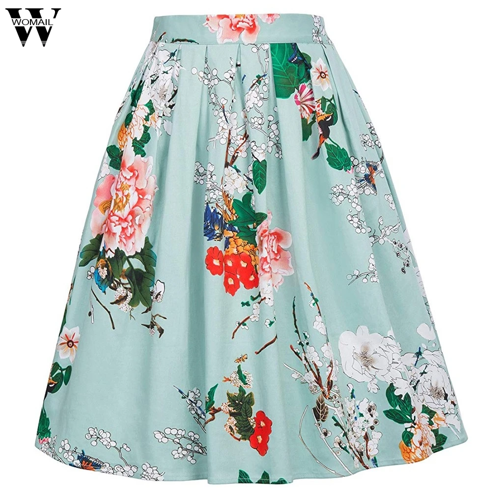 

Womail Skirt Women Summer Fashion Casual Tutu Waist Skirt Half-Length Print Skirt High Waist Skirt NEW 2019 dropship M27