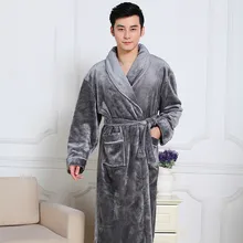 Осенне-зимний мужской банный халат из кораллового флиса, плотный фланелевый Халат, Мужская одежда для сна с длинными рукавами, Халат