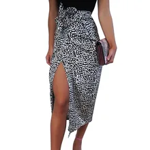 МИДИ ЮБКА Новое поступление Акция Лето Нерегулярные Сплит вилка Европа и Америка Средний длинный принт Высокая талия юбка в стиле "Ретро"