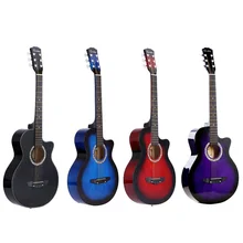 Guitare Folk acoustique de 38 pouces, Durbale, 6 cordes en tilleul, disponible en noir, bleu, rouge et violet, haute qualité