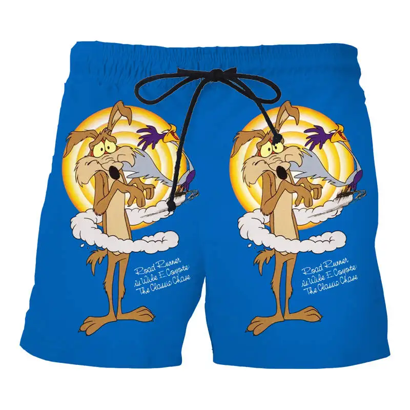 

roadrunner & wile e coyot beach board shorts funny 3D printed mens casual shorts fashion mens summer hot mens cool shorts