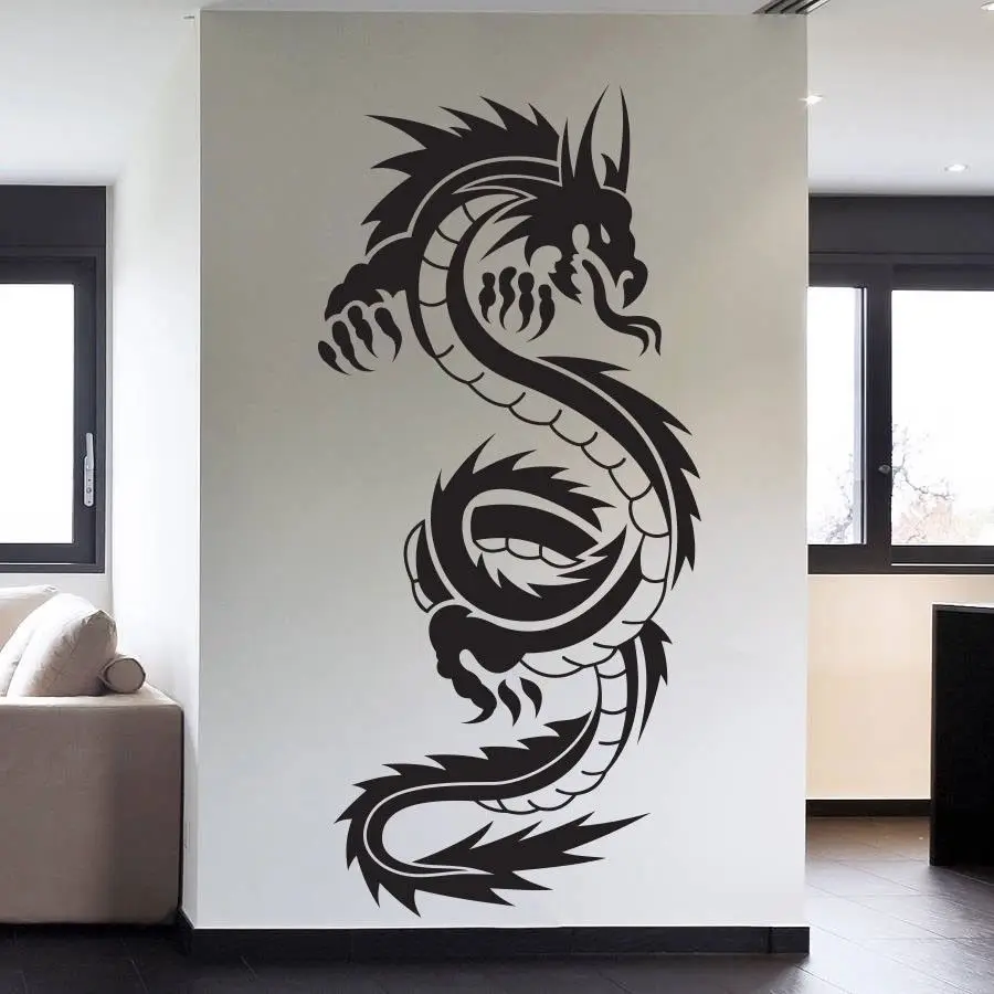 

Removable High Quality Vinyl Wall Art Decals Sticker Chinese Dragon Tribal Tattoo Wall Art Decal Art Home Decor Paper A-97