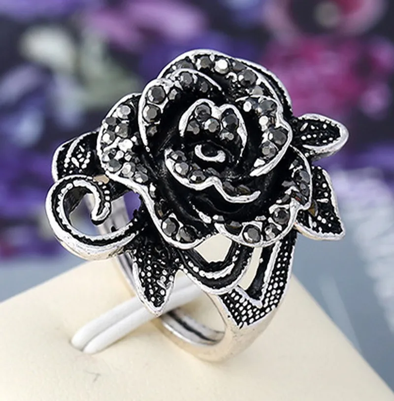 Vintage Fashion New Gothic Style Jewelry Black Rose Flower Cute Female