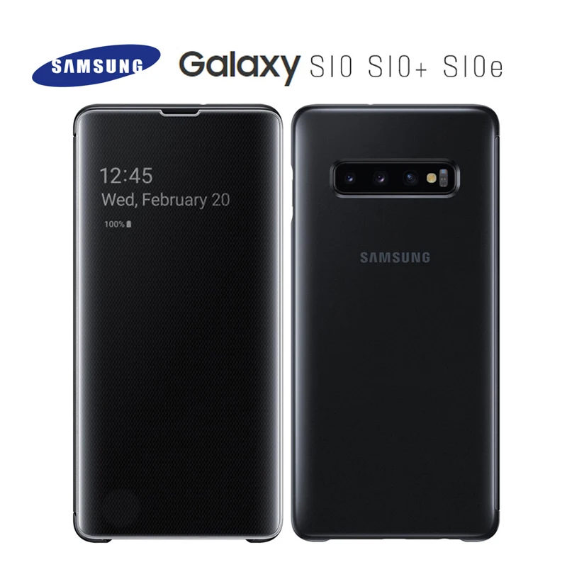 

SAMSUNG S10 Case Official Original S-View Full Flip Case Samsung Galaxy S10 Plus S10e Cover Smart View Mirror Clear Pone Case