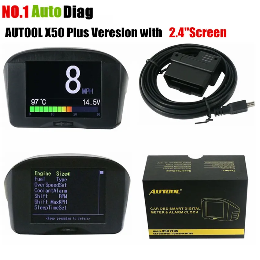 

AUTOOL 2.4'' Multi-Function Car OBD Smart Digital Meter & Alarm Fault Code Water temperature gauge voltage speed meter display