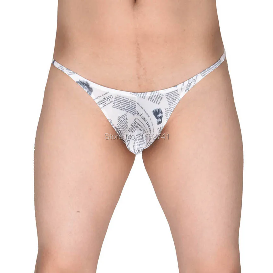 

Men's Low-rise Jockstrap Newspaper Briefs Underwear Elastic String Briefs Bikini