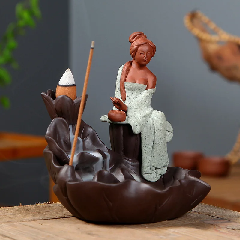 

Home Decor Creative Sexy Lady Incense Stick Burner Bullet Blackflow Incense Cones Burner Smoke Ceramic Censer