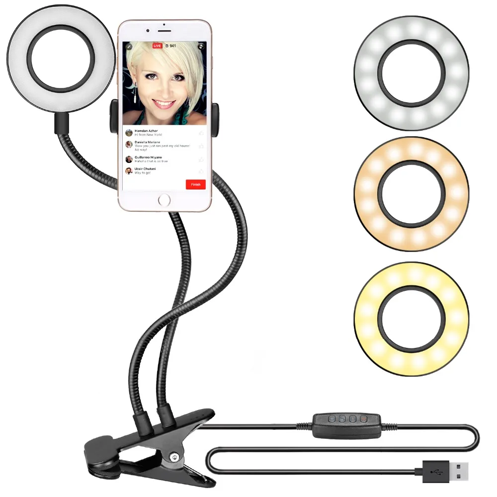 

SELFIE LIGHT AND CELL PHONE HOLDER FOR LIVE STREAM BLACK