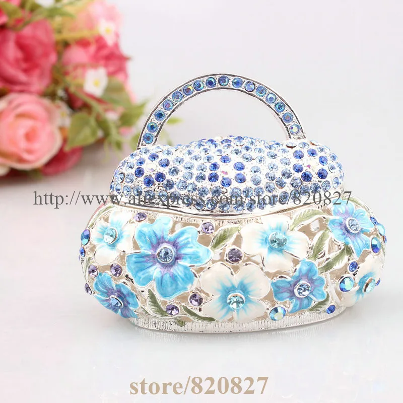 Vintage Purse Figurine Box Handbag Shaped Trinket Jewelry Box Wallet shaped Earring Box Floral Purse Trinket Box