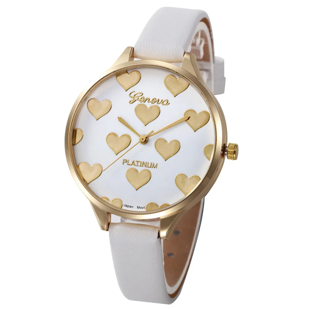 Geneva Top Brand Women Watches Checkers Faux Leather Quartz Analog