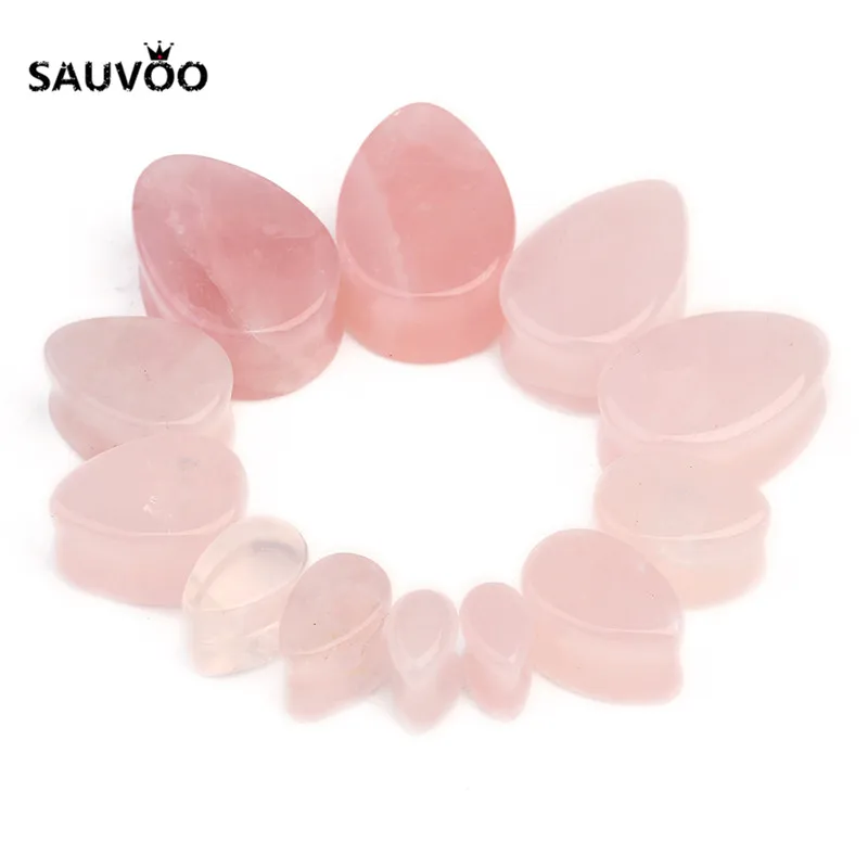 Sauvoo 2 шт./партия розовый, зеленый, черный прозрачный камень овальная в форме листка Ушная вилка 6 мм до 16 мм растянутый пирсинг ювелирные изделия для тела для мужчин и женщин