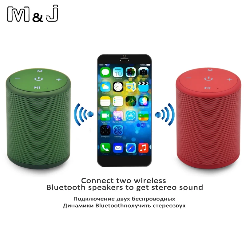 M & J T2 Mini 5 Вт наружная Водонепроницаемая Bluetooth колонка с супер басами Портативная