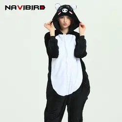 Прекрасные черные свиньи Kigurumi Onesie для Для женщин животных для взрослых Пижама фланелевые пижамы комбинезоны теплые мягкие Onepiece сна лень