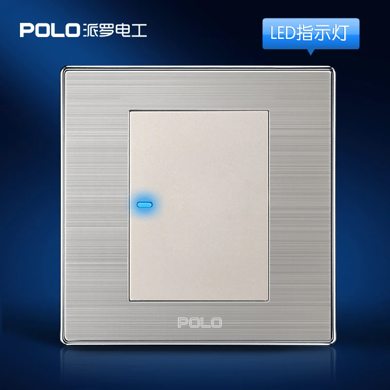 

Wholesale POLO Luxury Wall Switch Panel, Light Switch,1 Gang 2 Way,Champagne/Black,Push Button LED Switch,16A,110~250V, 220V