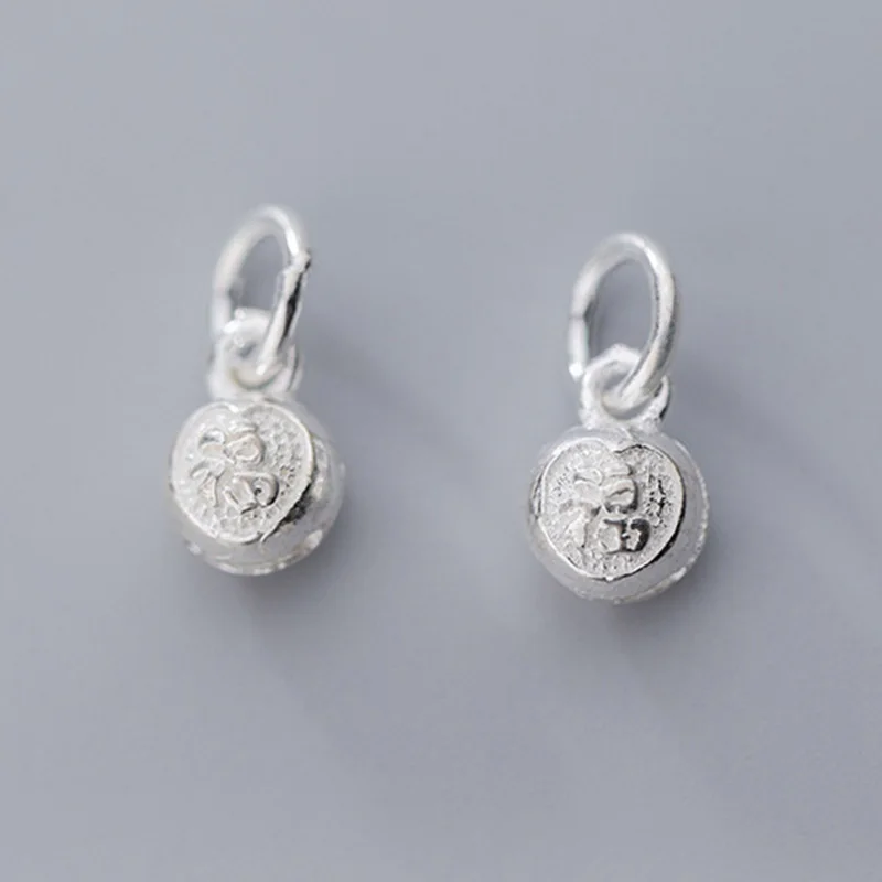 

100% 925 Sterling Silver Lucky Bell Charms(No Ringing) FU Chinese Letter Craft Dangle Charms DIY Fine Birthday Jewelry Making