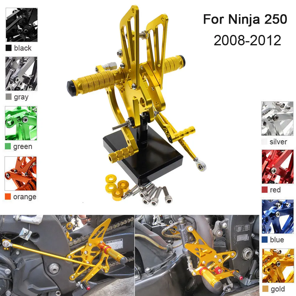 CNC Алюминий Регулируемая подножки для Kawasaki Ninja 250 EX250 2008 2009 2010 2011 2012
