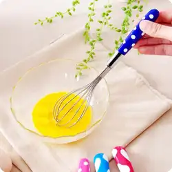 Ручной крупной бытовой Нержавеющая сталь Eggbeater торт яйцо Cracker Кухня инструмент 2 шт./лот Керамика ручки белое яйцо