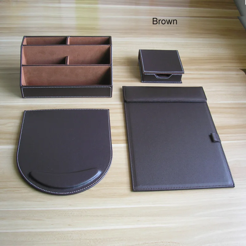 PU leather wood multifonctional desk organizer stationery holder note memo case A4 file folder office supplies K251 | Канцтовары для