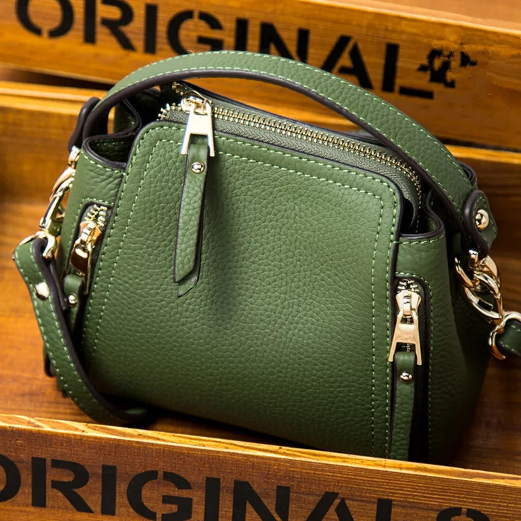 

Small Bag Female 2018 New Messenger Bag Korean First Layer Leather Handbags Leather Wild Shoulder Portable Bucket Bag