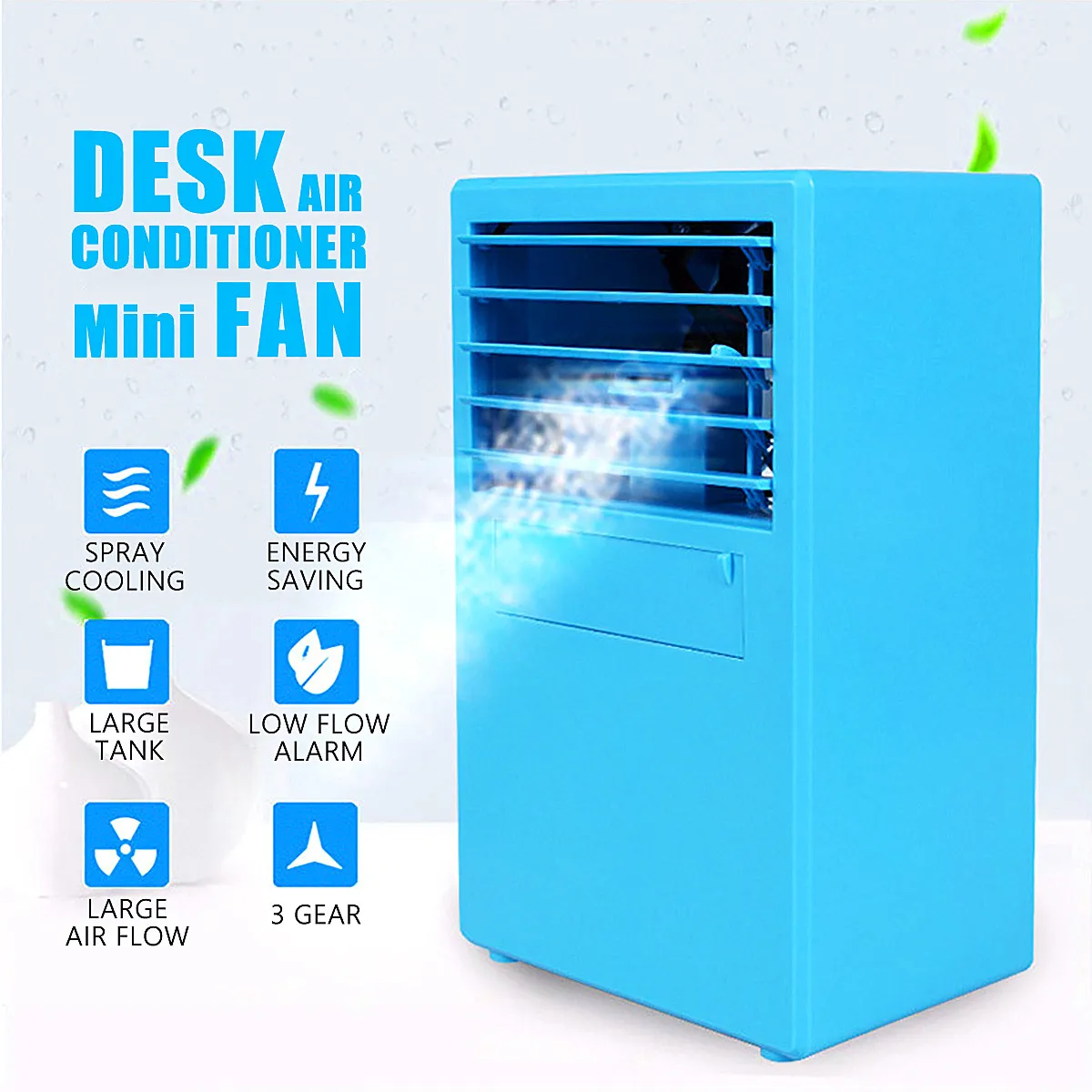 

Mini Desktop Air Conditioner Fan Cooling Humidifying Air Cooler Blue/White