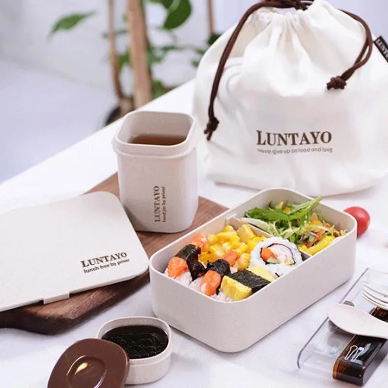 US $26.88 Japanese Style Bento Box Plastic Lunch Boxes Student Office Microwavable Food Containter Creative Tableware