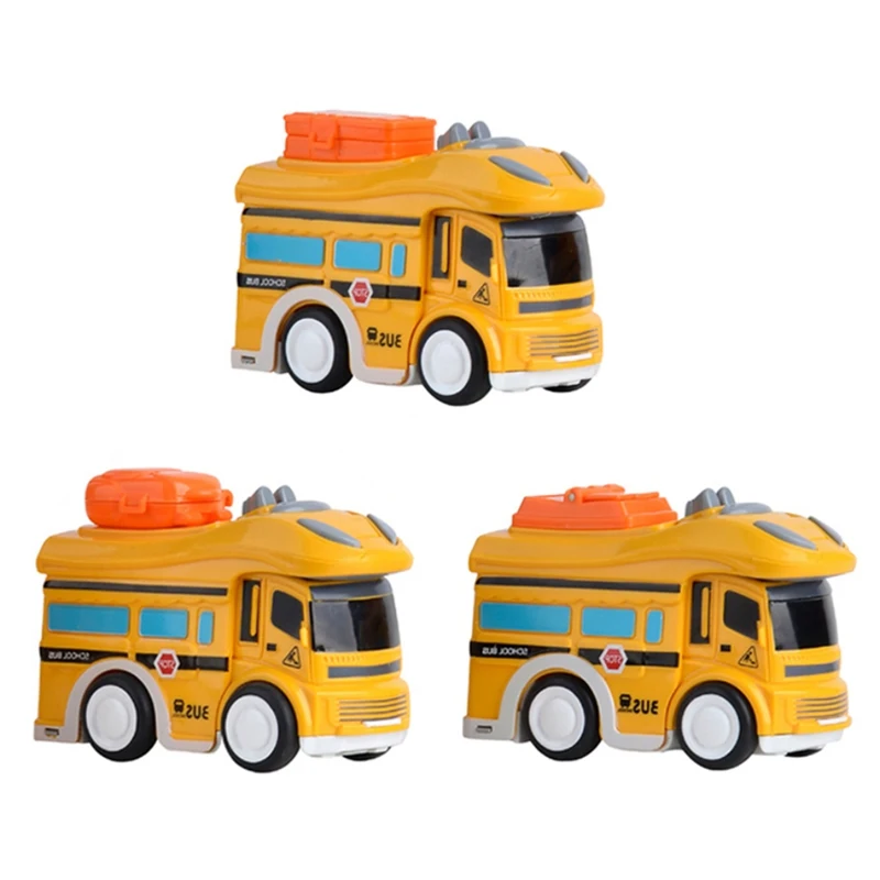 

3 Pcs Cartoon Inertia School Bus Fun Bus Inertia Car Children's Educational Toys Pull Back Car Toys
