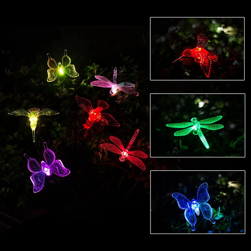 Explosion LED Solar Garden Light Dragonfly Butterfly Bird Outdoor Waterproof Garden Lawn Path Decorative Light